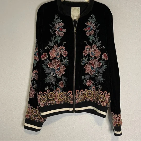 Anthropologie Black Floral Embroidered Jacket - Picture 4 of 13